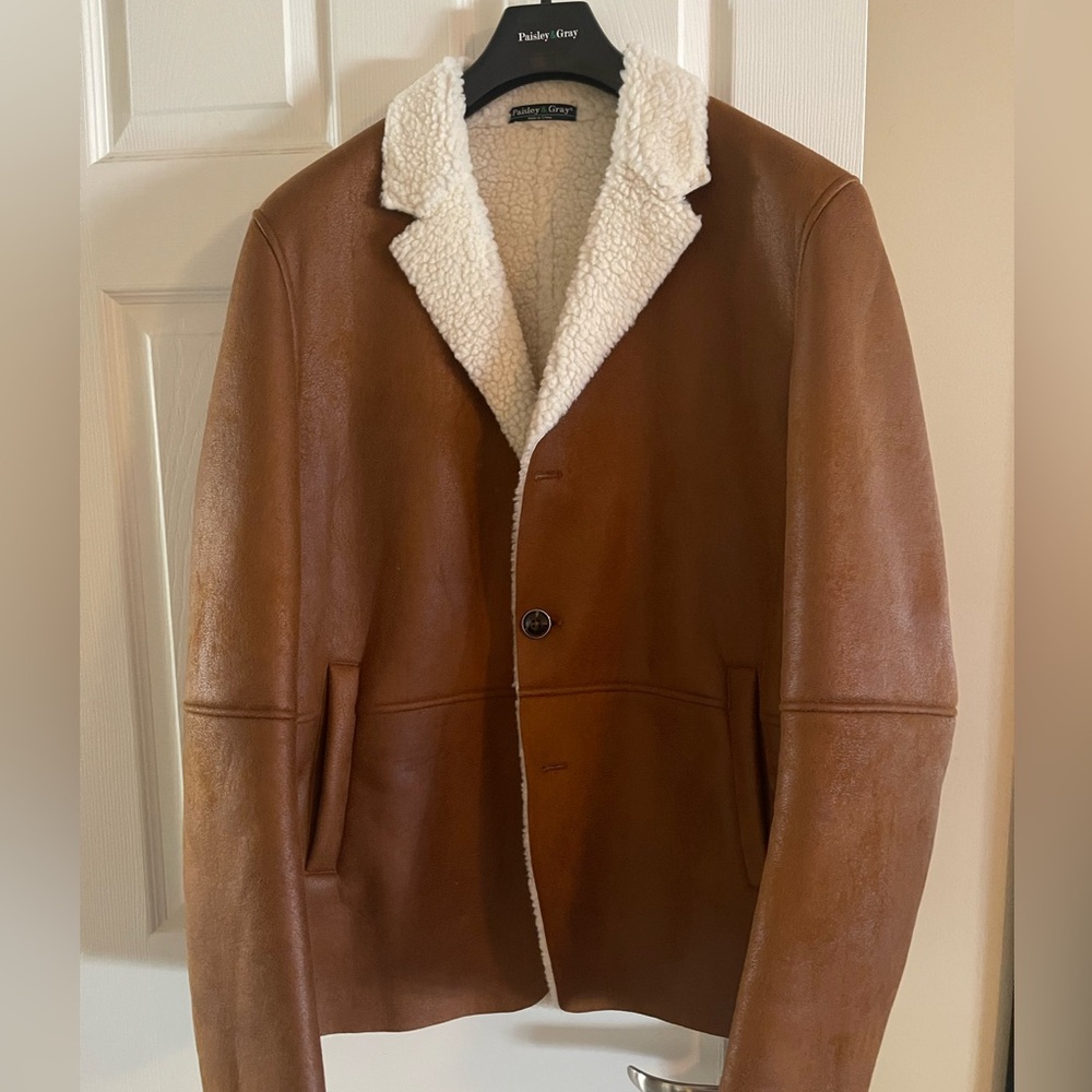 Paisley & Gray Brown Jacket with White Sherpa Collar